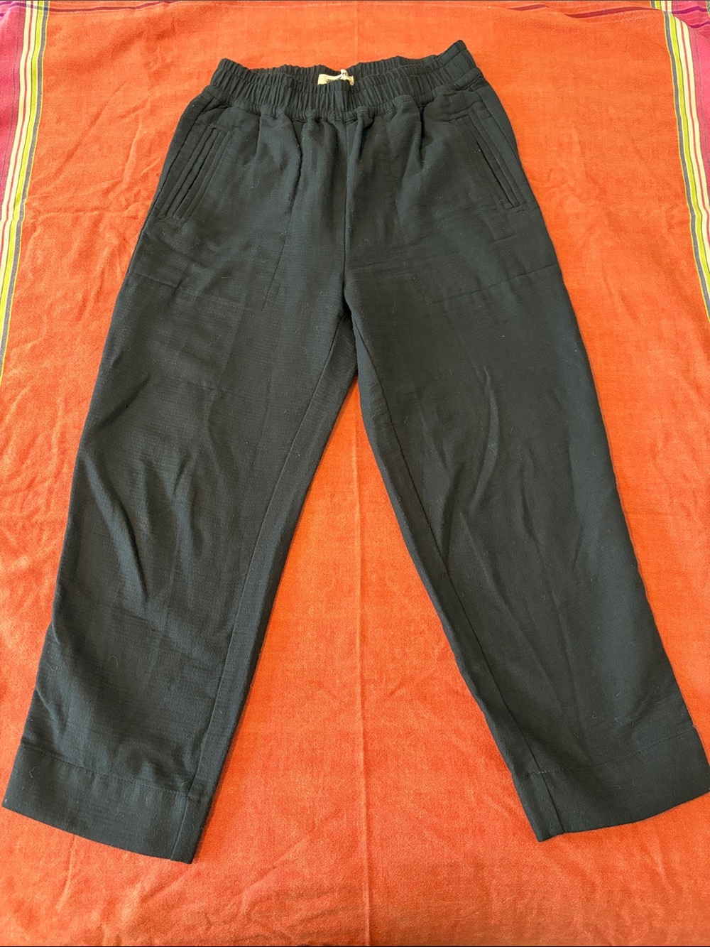 Madewell petite waffleback pull on high rise tapered pants black